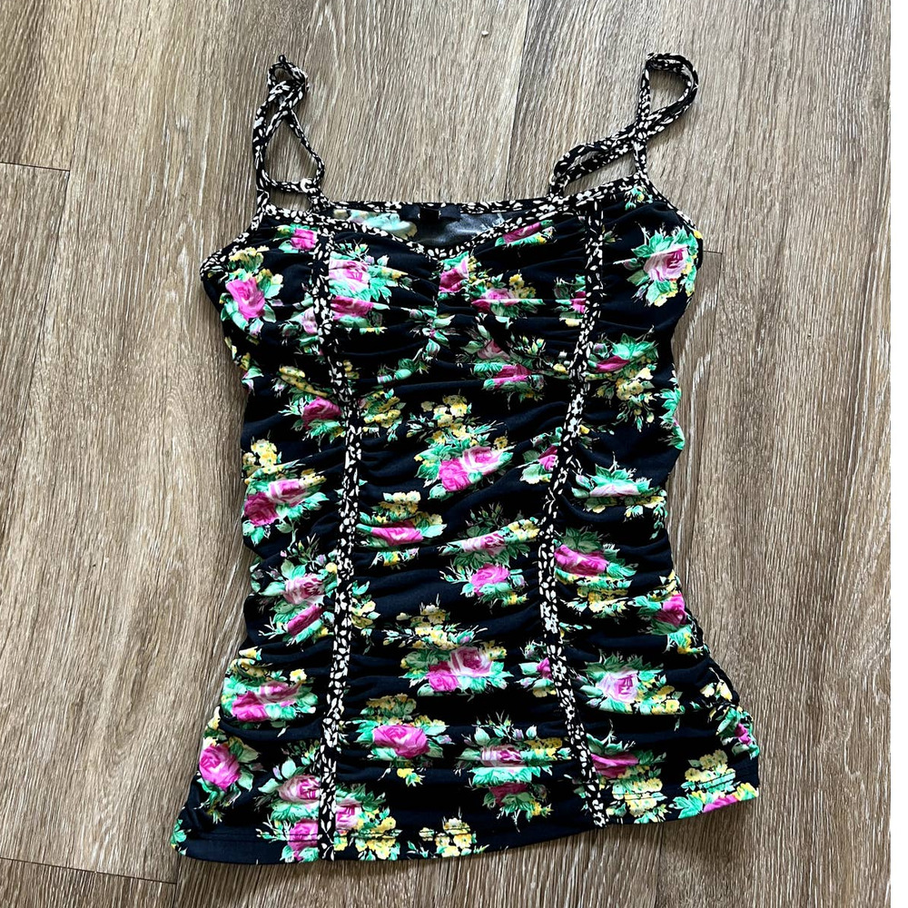Vintage Made in the USA Floral Mixed Print Bustier Corset Style